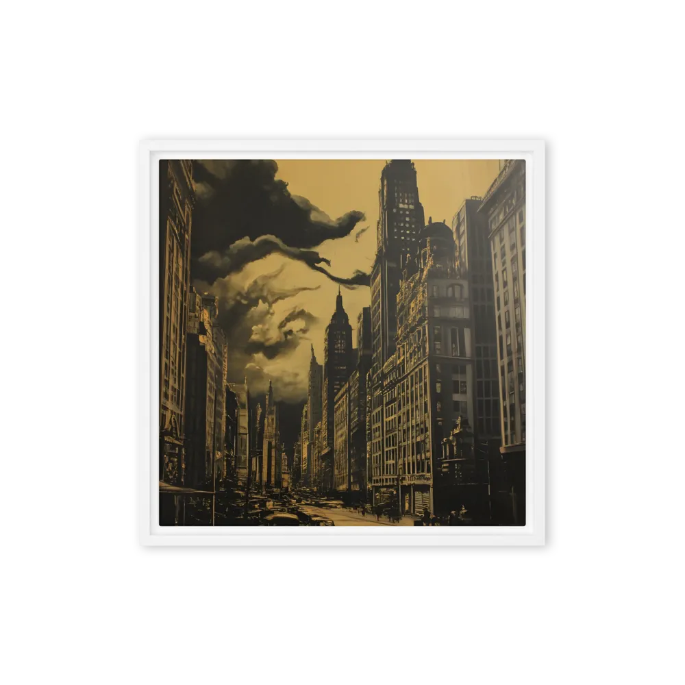 Echoes of a Forgotten Skyline | Canvas with White Frame | 16″×16″