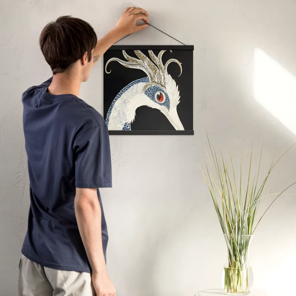 Elegance of the Majestic Peacock | Poster With Black Wood Hanger | 16″×16″