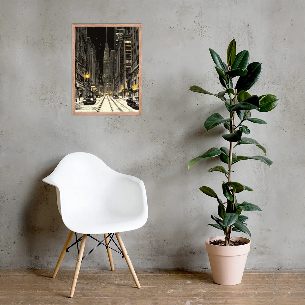 Whispers of the Night City | Poster with Red oak Frame | 18″×24″