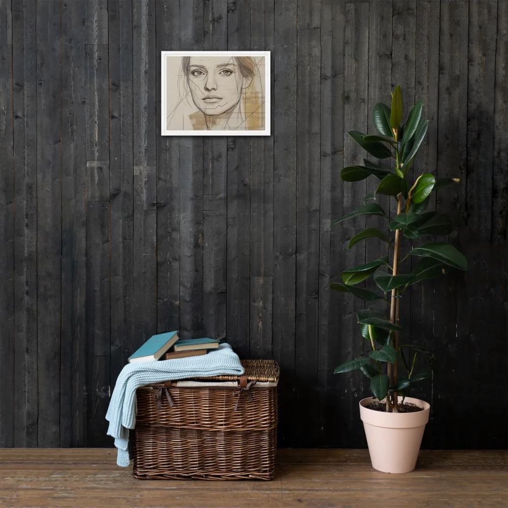 Geometric Elegance: A Modern Portrait | Canvas with White Frame | 12″×16″