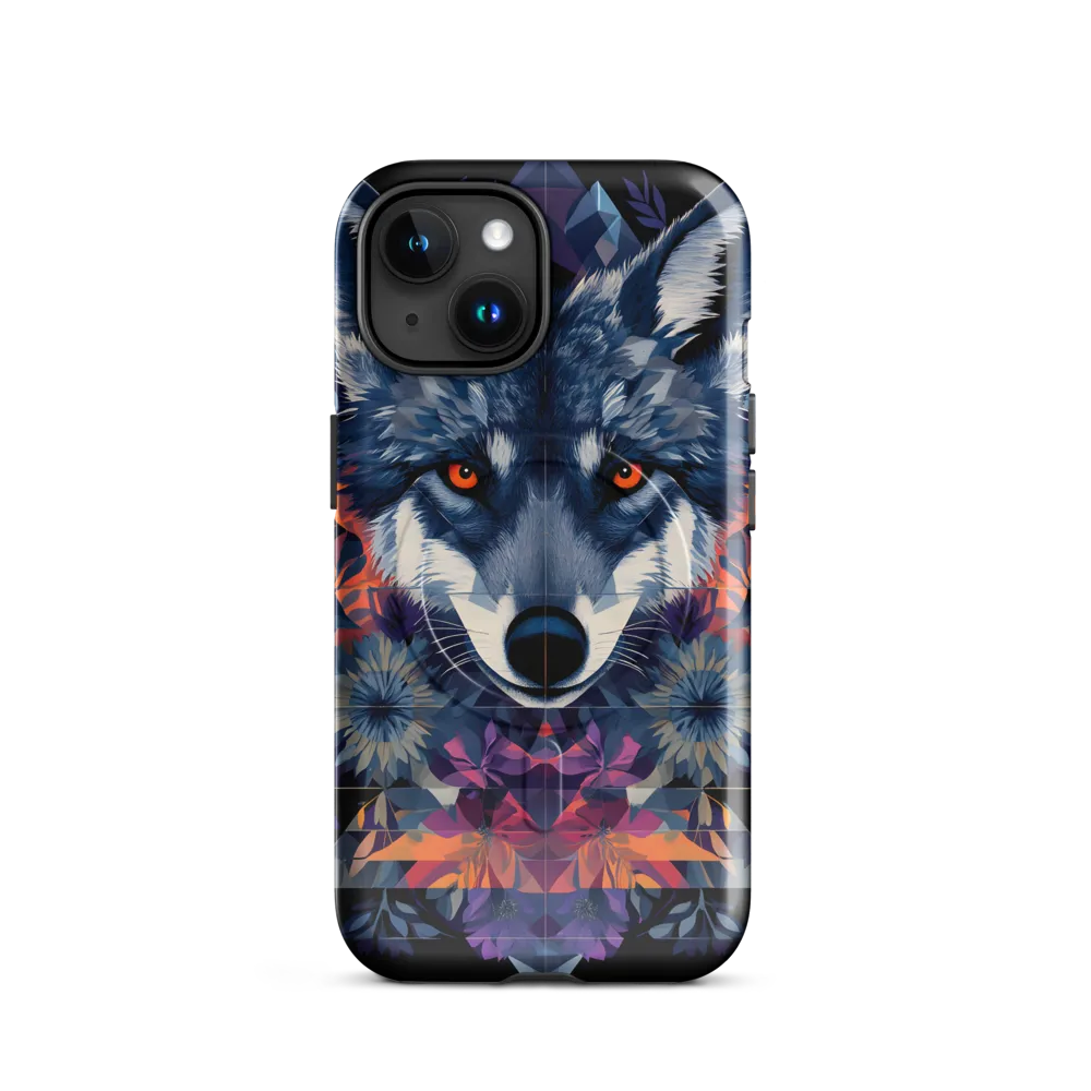 Mystical Wolf Amidst Floral Geometry