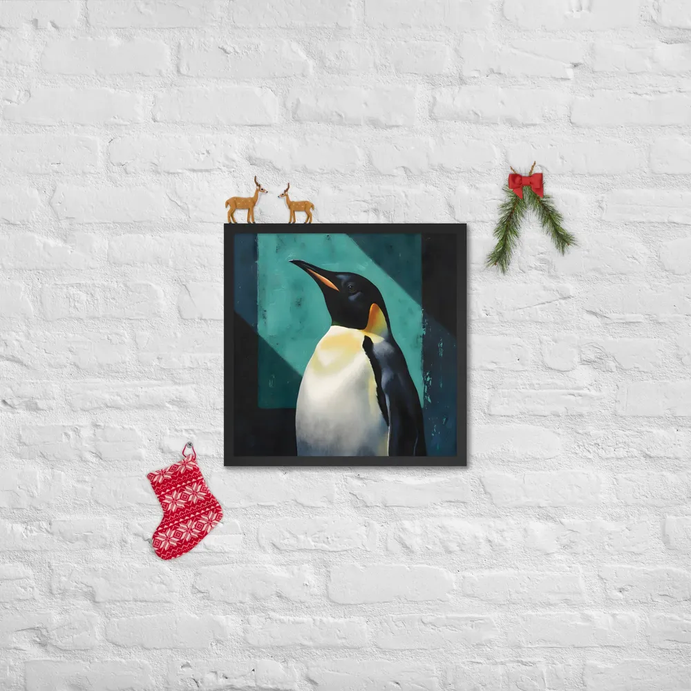 Regal Penguin 
 Poster with Black Frame | 18″x 18″