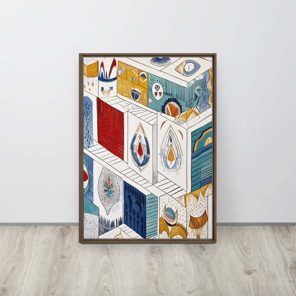 Symphony of Geometric Harmony | Canvas with Brown Frame | 20″×28″