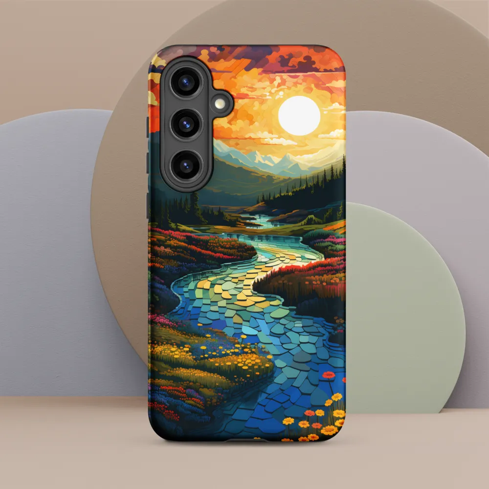 Serenity in Sunset: A Winding River's Embrace