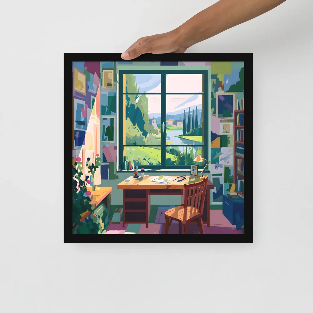 Sunlit Studio Window 
 Poster with Black Frame | 16″x 16″