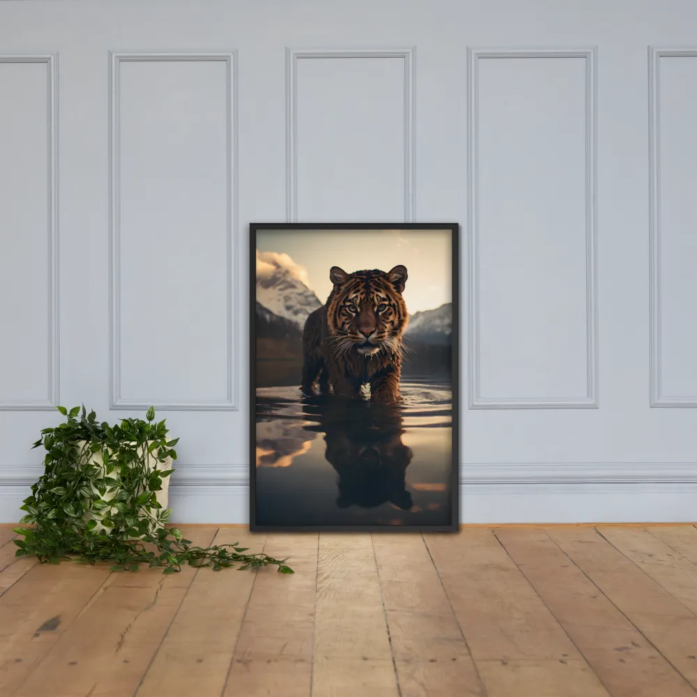 Majestic Reflection: The Tiger's Domain | Poster with Black Frame | 24″×36″