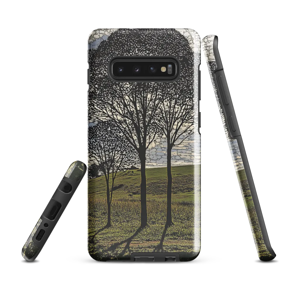 Tranquil Shadows: A Silhouette of Nature | Phone Case |  S10 Plus | Tough Case | Glossy