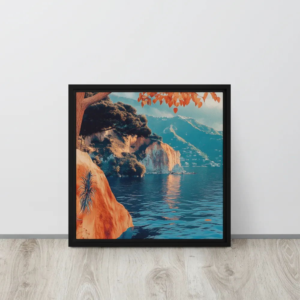 Elysian Waterscape | Canvas with Black Frame | 16″×16″