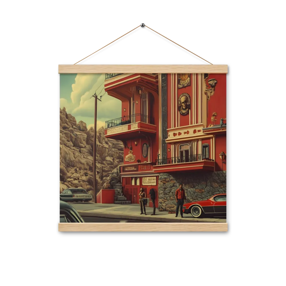 Retro Urban Dreamscape | Poster With Oak Wood Hanger | 16″×16″