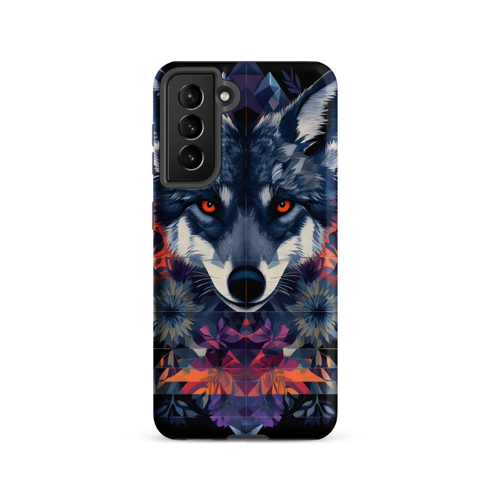 Mystical Wolf Amidst Floral Geometry