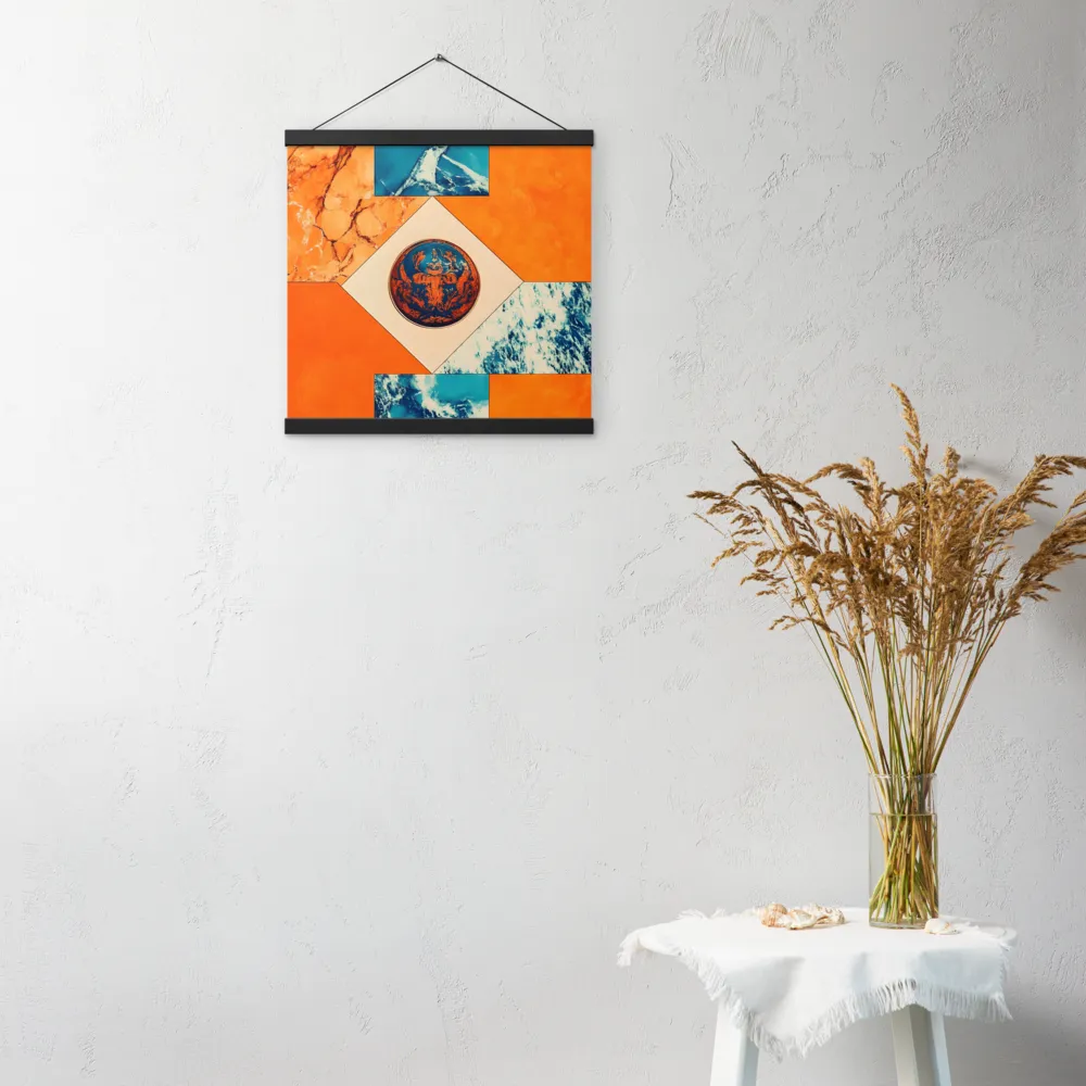 Harmonious Encounters: Abstract Geometry | Poster With Black Wood Hanger | 16″×16″