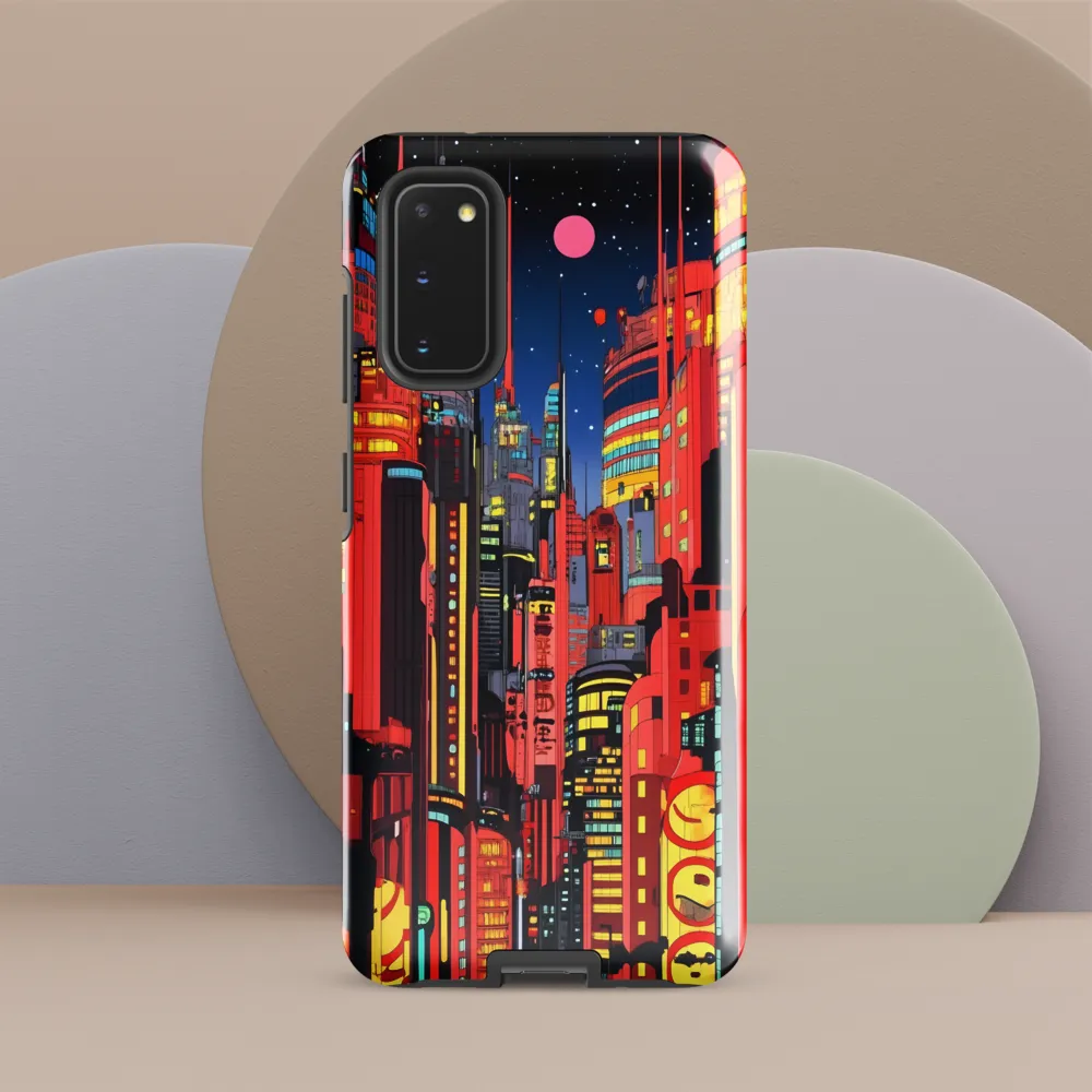 Neon Dreams: A Cyberpunk Cityscape | Phone Case |  S20 | Tough Case | Glossy