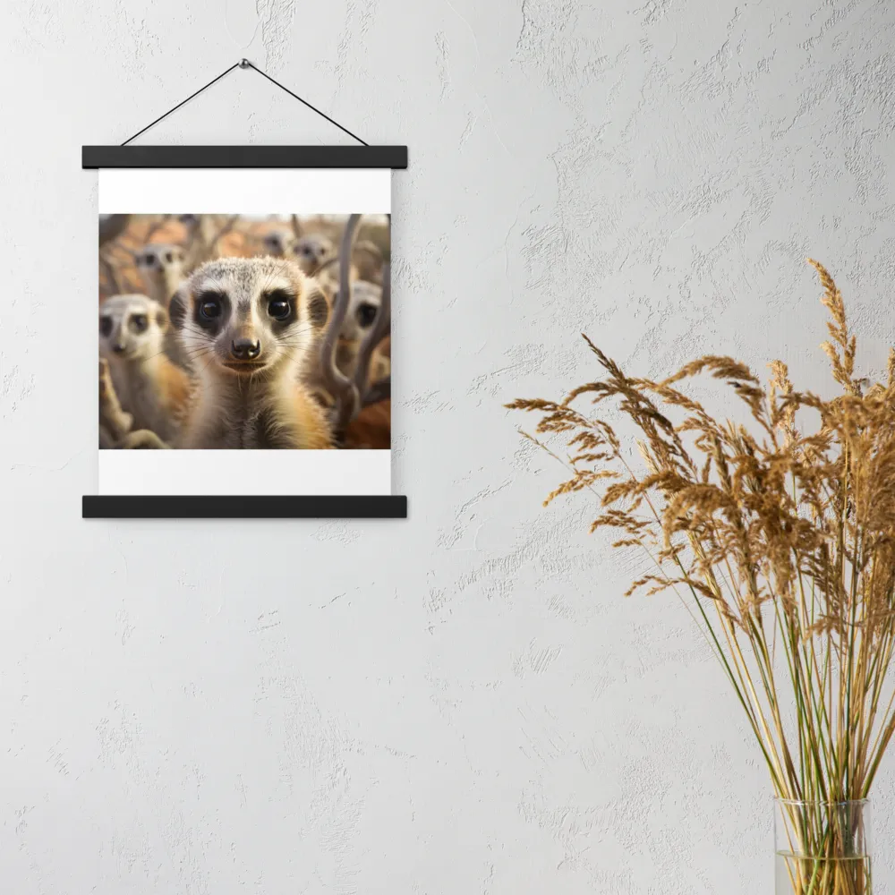 Curious Meerkats in Community | Poster With Black Wood Hanger | 11″×14″