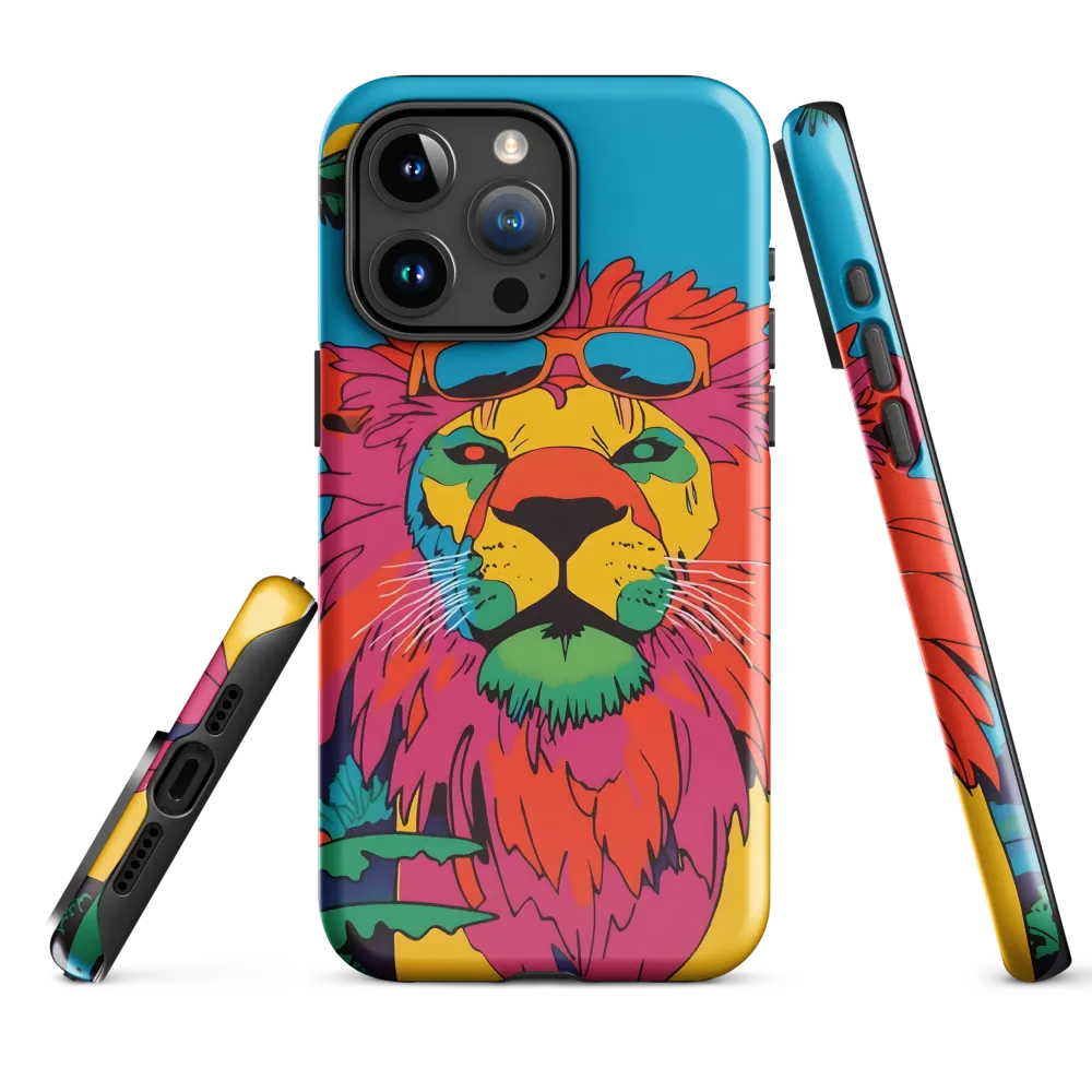 Lion with Sunglasses: A Vibrant Tropical Portrait