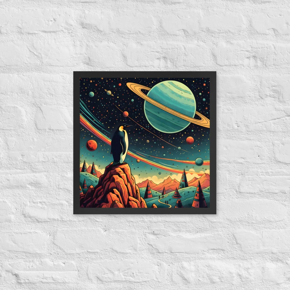 Cosmic Penguin 
 Poster with Black Frame | 16″x 16″