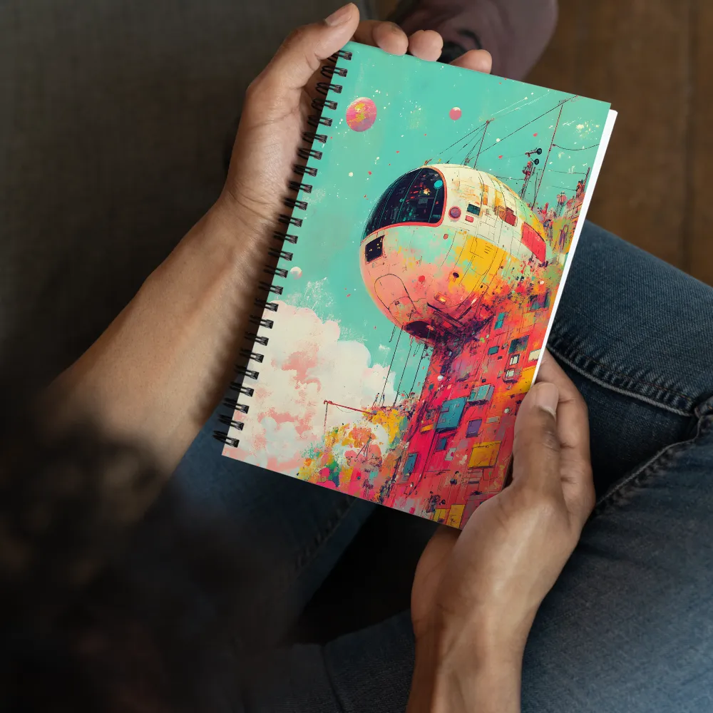 Suspended Sphere in a Vibrant Dreamscape | Spiral Notebook