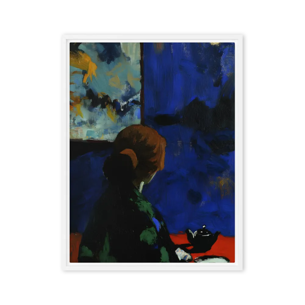 Contemplation Under the Night Sky | Canvas with White Frame | 24″×32″