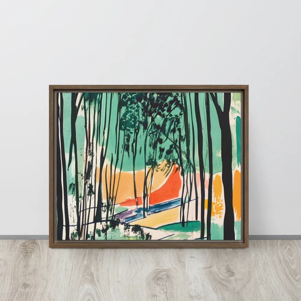Winding Path Through the Forest | Canvas with Brown Frame | 16″×20″