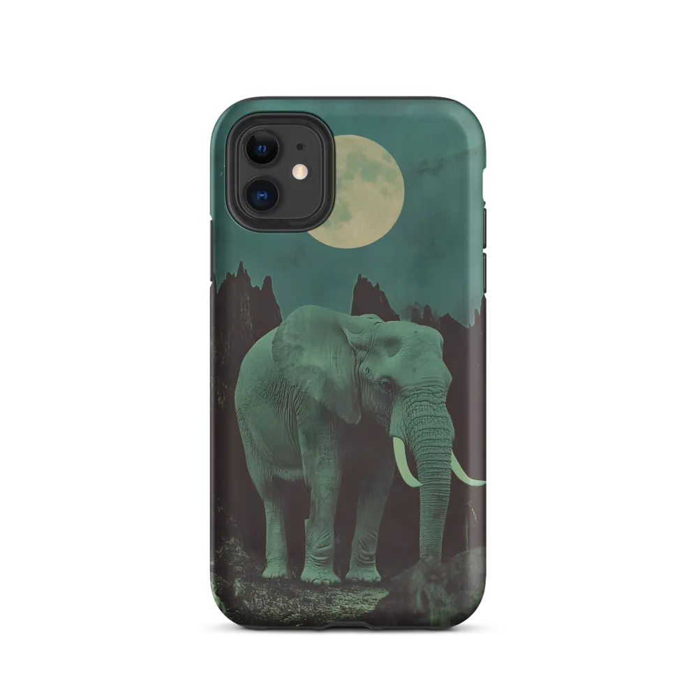 Ethereal Presence: Elephant Under a Full Moon | Phone Case |  11 | Tough Case | Matte