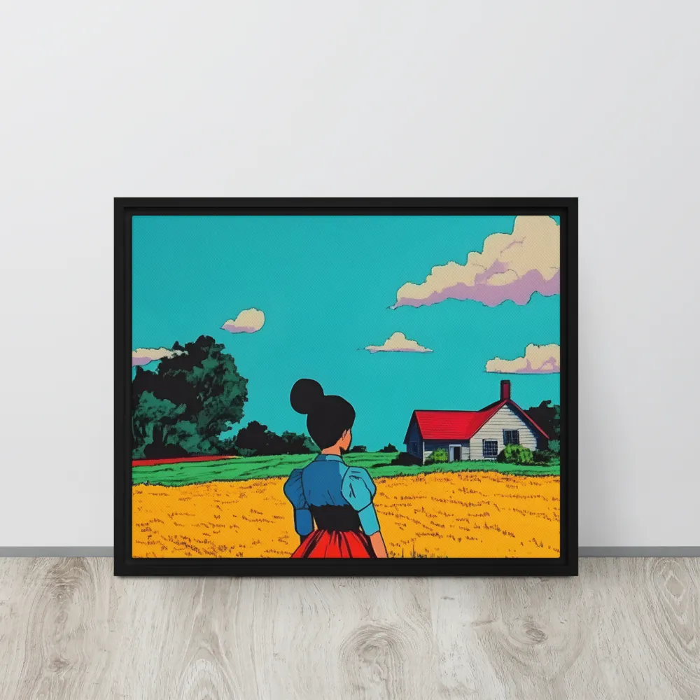 Whispers of a Sunlit Meadow | Canvas with Black Frame | 16″×20″