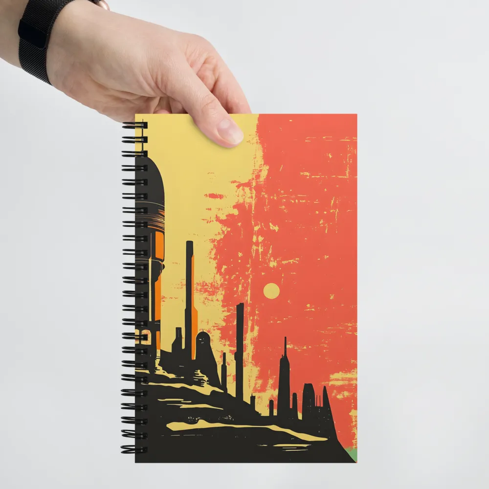 Journey to the Stars: A Retro-Futuristic Landscape | Spiral Notebook