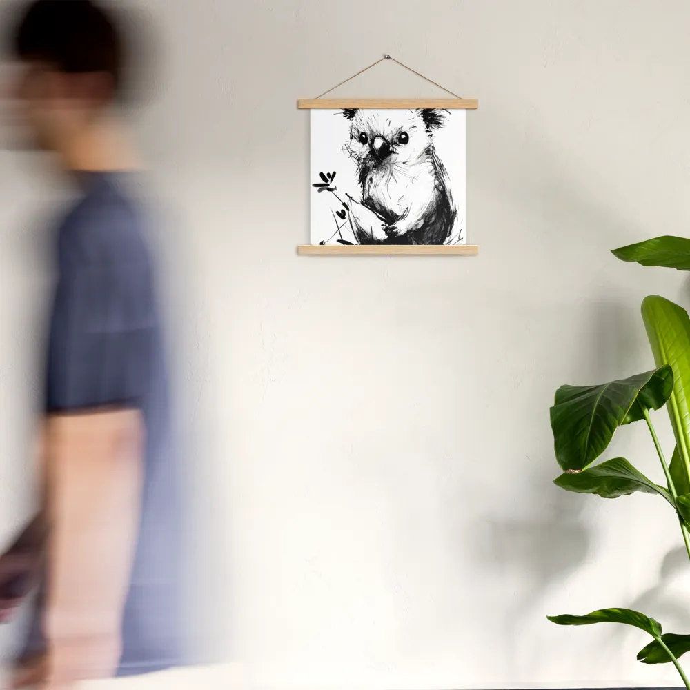 Whimsical Koala in Ink | Poster With Oak Wood Hanger | 14″×14″