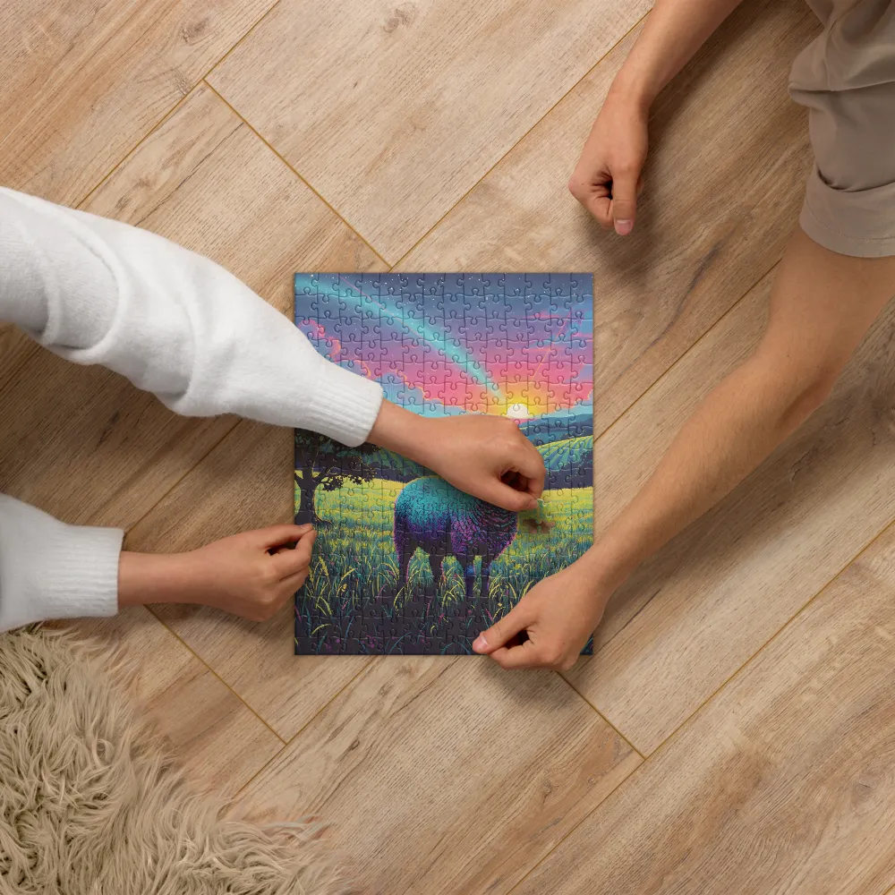 Neon Sheep at Sunset 
 Jigsaw Puzzle