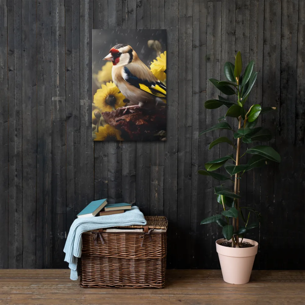 Harmony in Nature: A Goldfinch Amidst Blooms