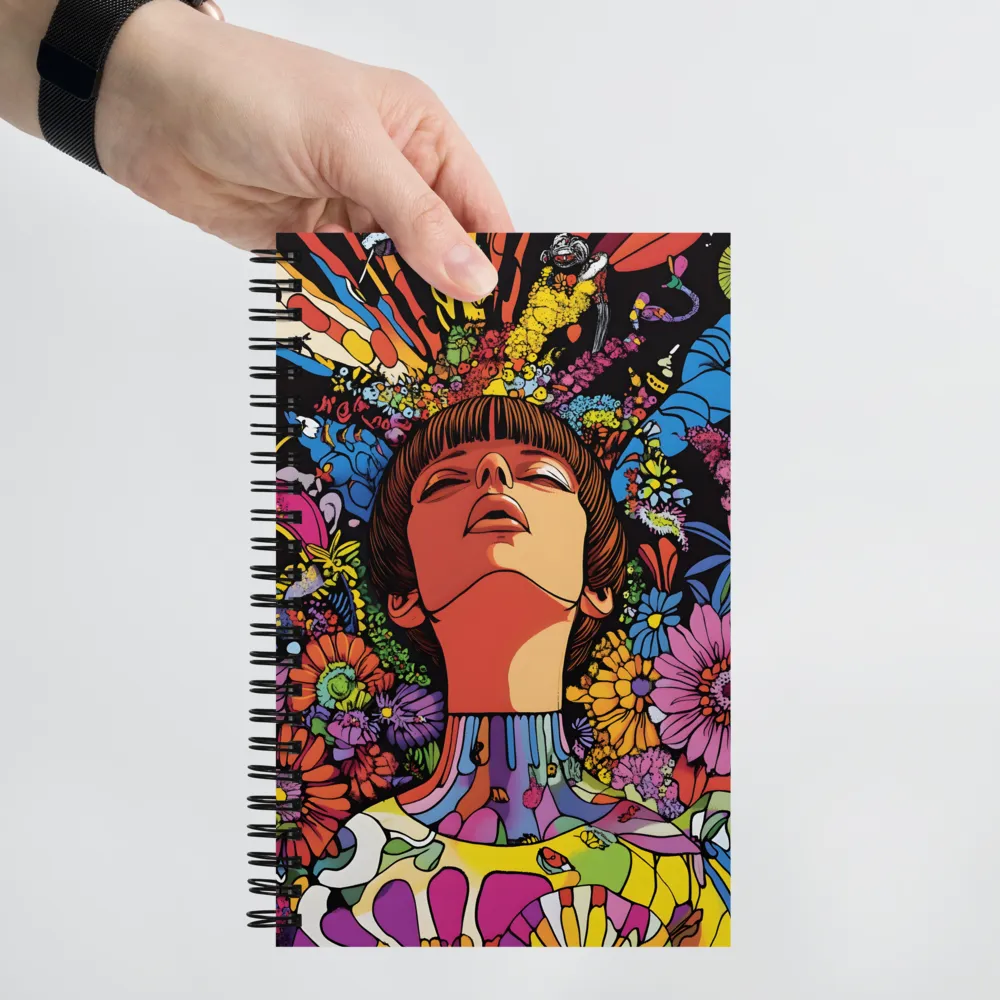 Vibrant Ecstasy: A Psychedelic Portrait | Spiral Notebook