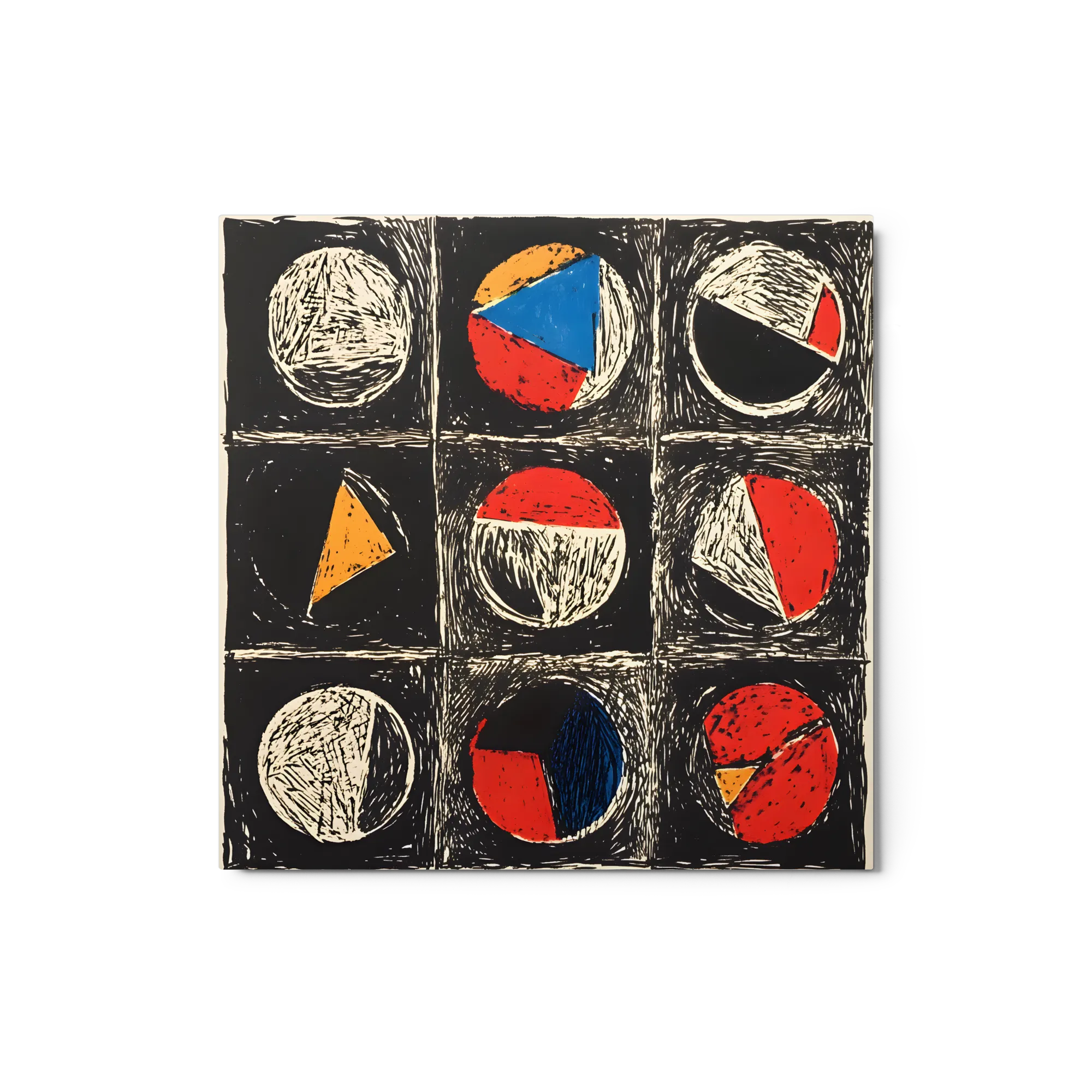 Abstract Block Circles 
 Metal Print | 12″x 12″