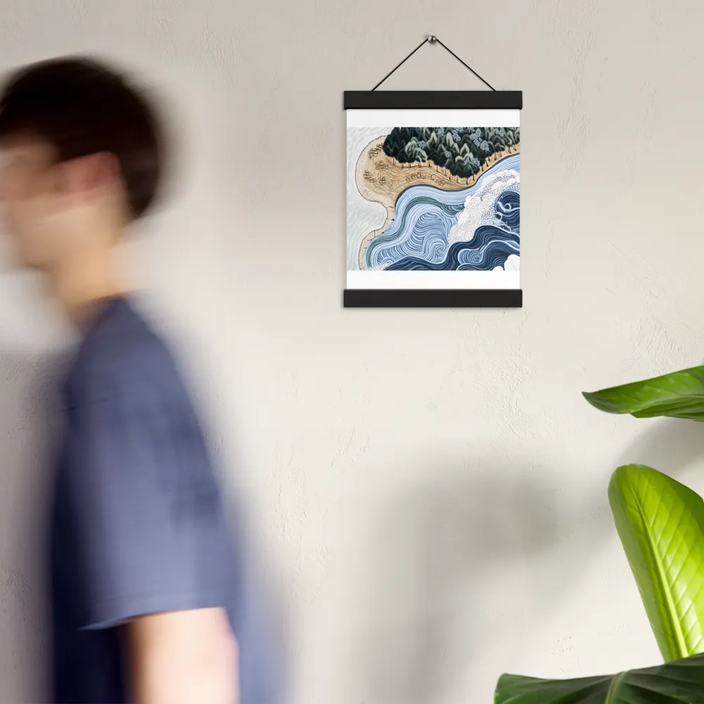 Oceanic Harmony: A Tranquil Landscape | Poster With Black Wood Hanger | 8″×10″