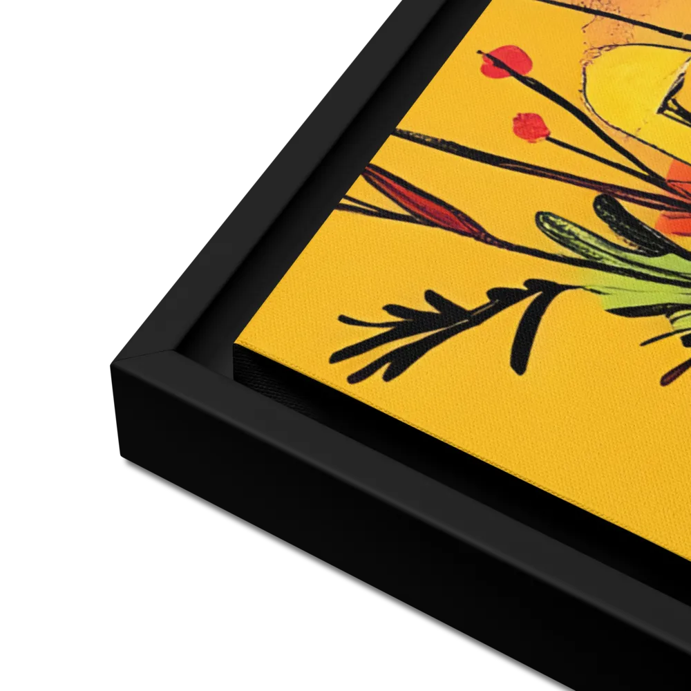 Whimsical Garden Head | Canvas with Black Frame | 24″×36″