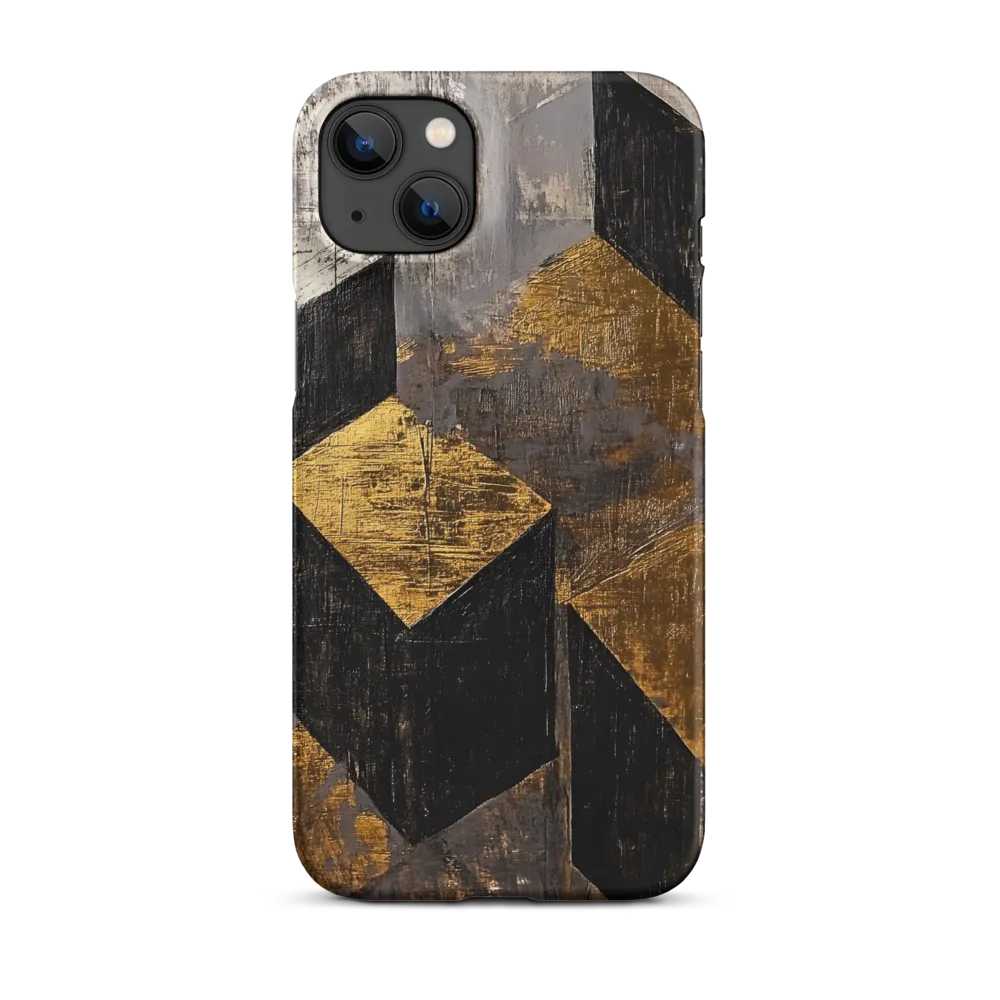 Geometric Harmony in Gold and Black | Phone Case |  14 Plus | Snap Case | Matte