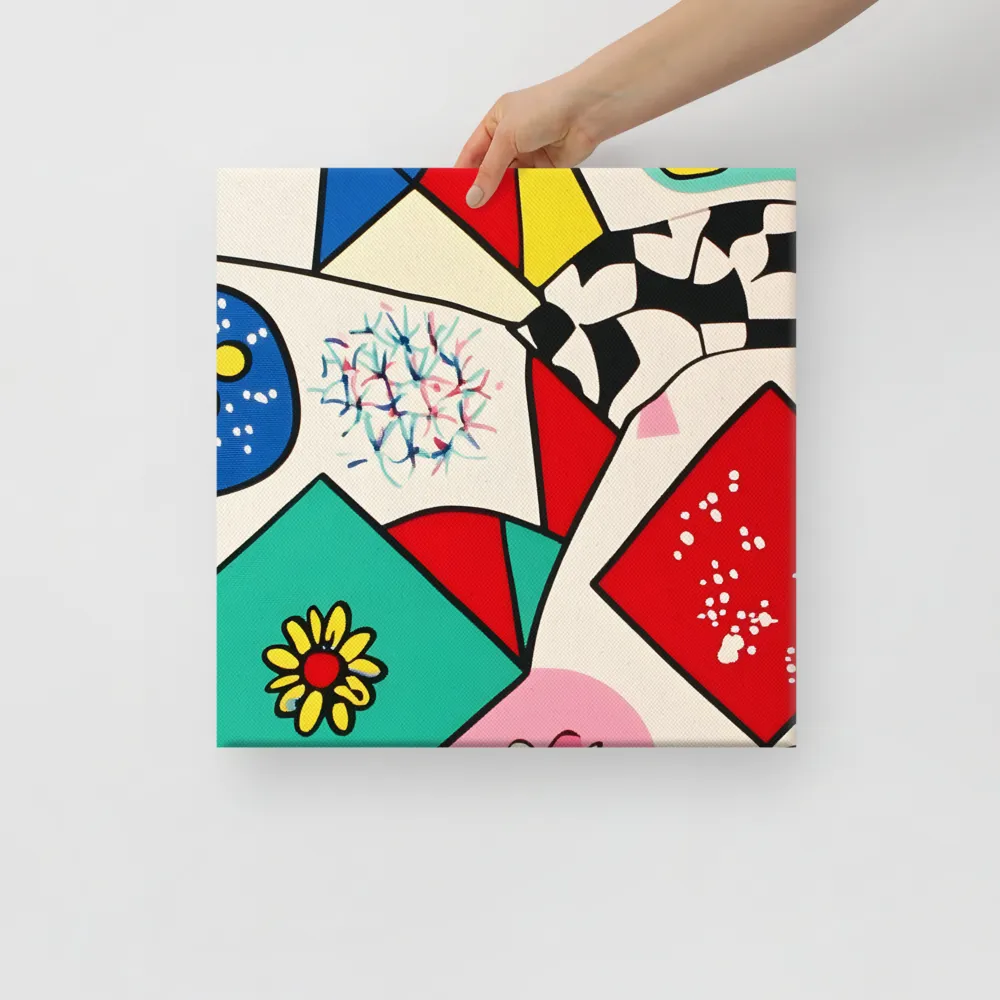 Joyful Geometry: A Playful Dance of Shapes and Colors | Canvas | 16″×16″