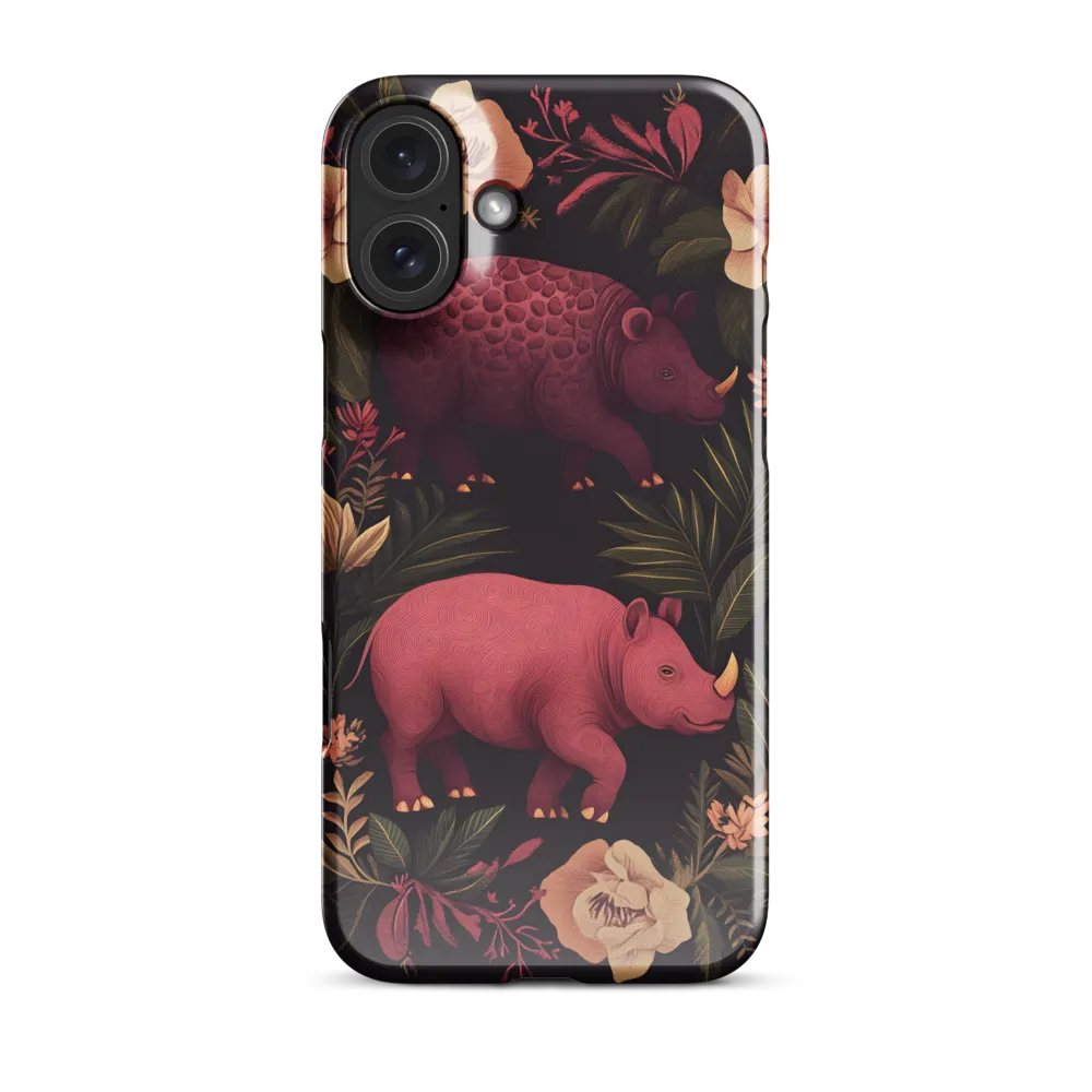 Rhinos in Floral Embrace