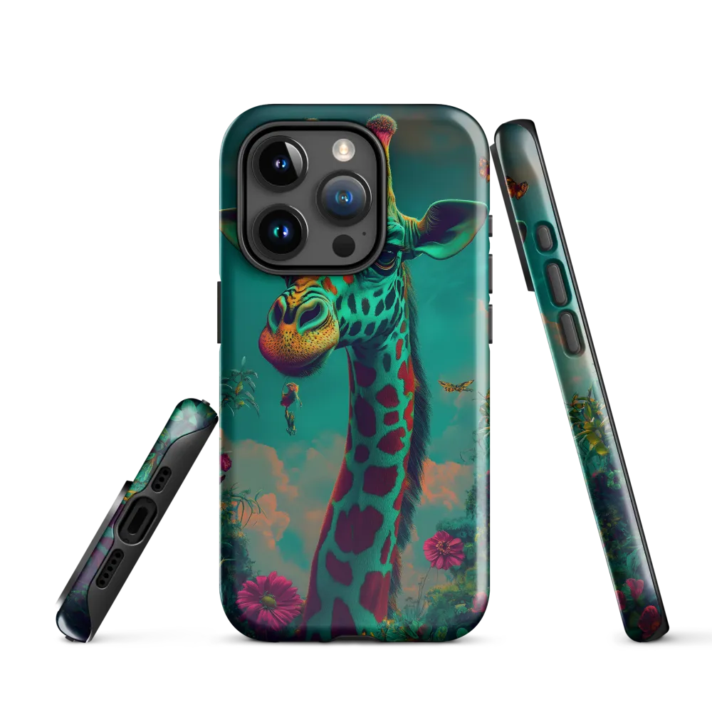 Whimsical Giraffe Among Blossoms | Phone Case |  15 Pro | Tough Case | Glossy