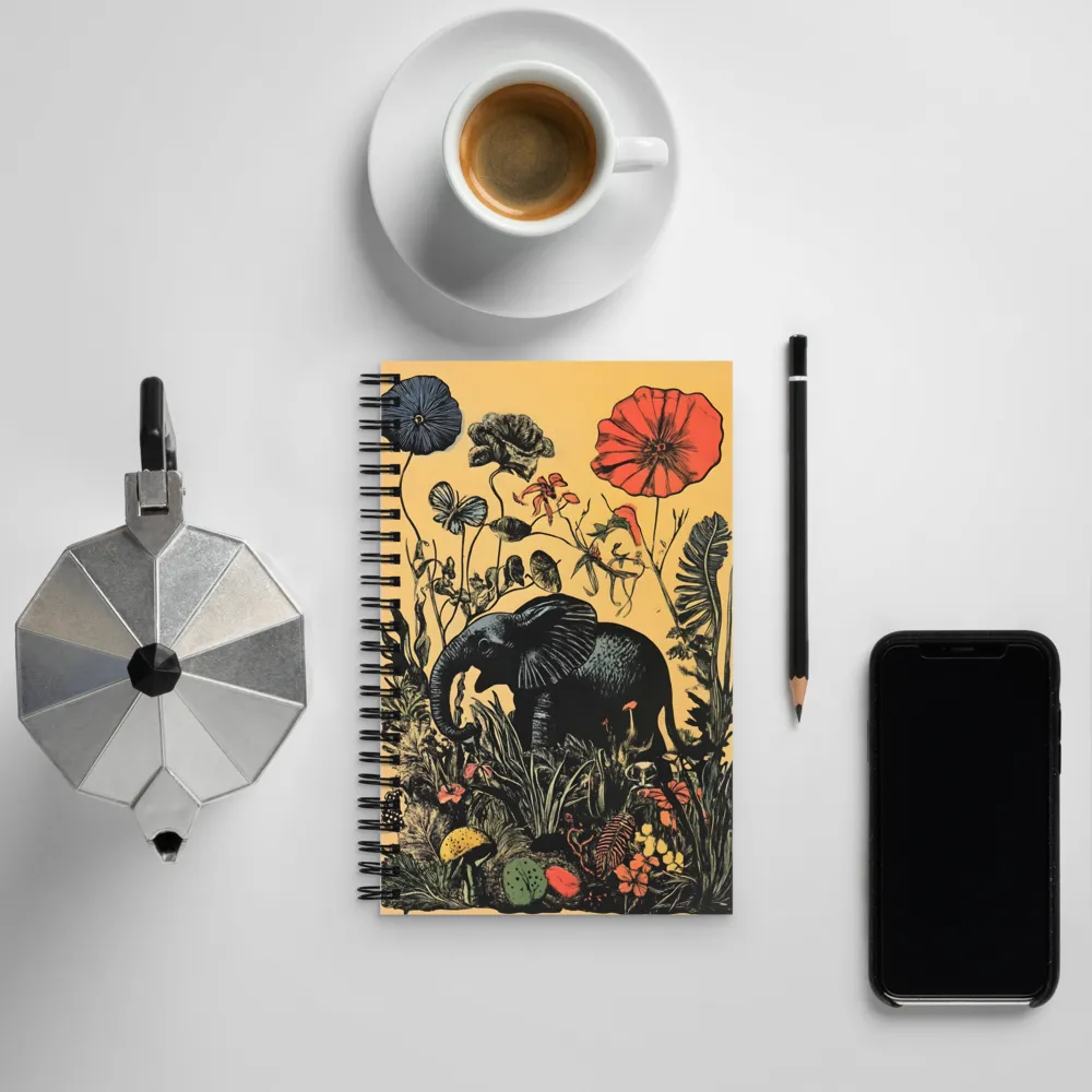 Floral Majesty: The Elephant's Sanctuary | Spiral Notebook