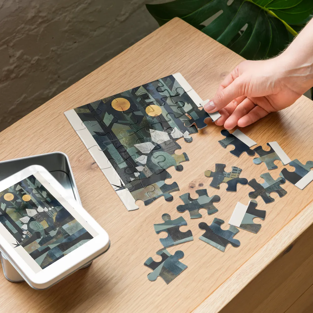 Stegosaurus in the Pines 
 Jigsaw Puzzle in Tin Box