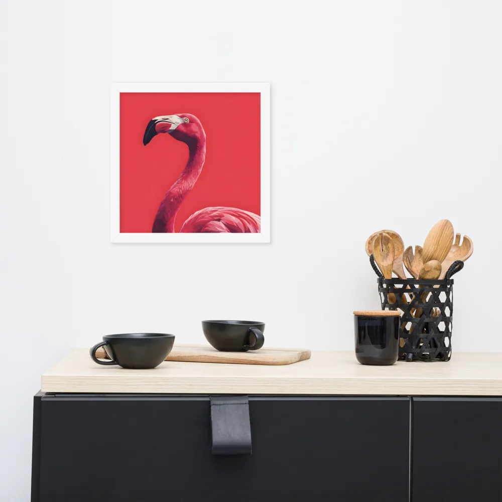 Crimson Flamingo 
 Poster with White Frame | 12″x 12″