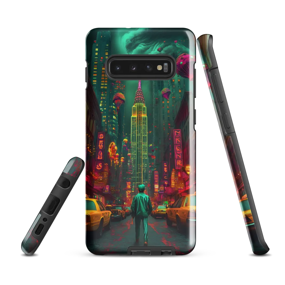 Neon Dreams: A Surreal Urban Journey | Phone Case |  S10 Plus | Tough Case | Glossy