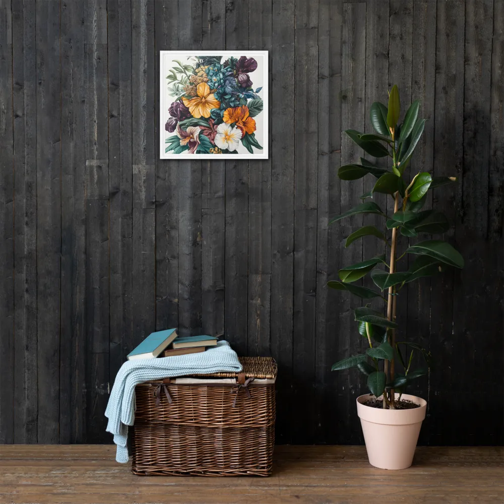Floral Symphony | Canvas with White Frame | 16″×16″