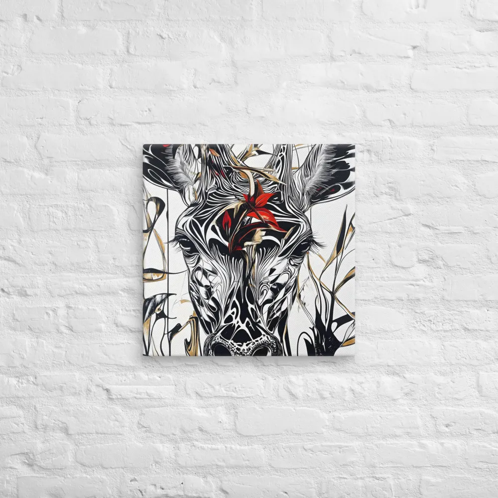 Floral Elegance: The Giraffe's Portrait | Canvas | 20″×20″