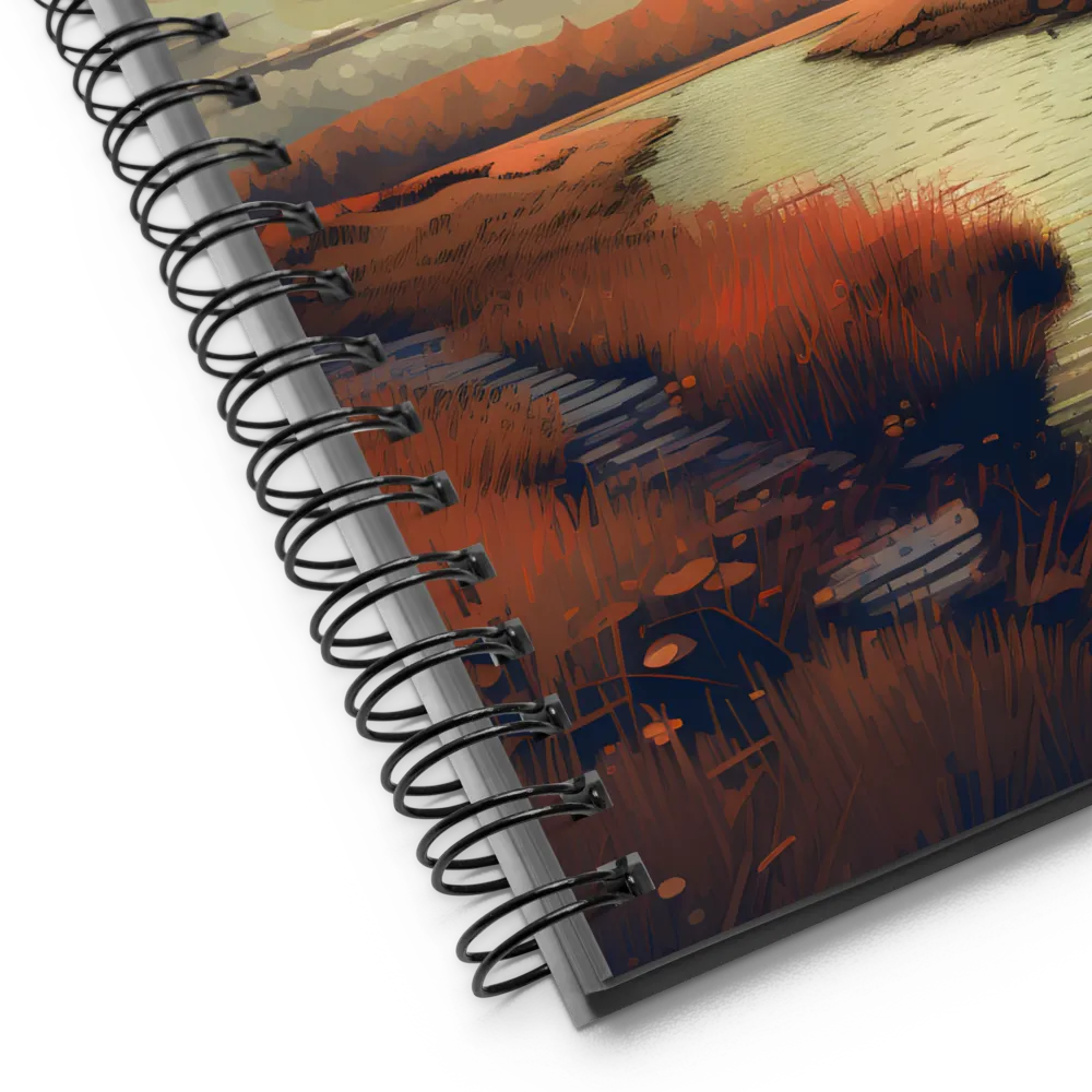 Whispers of Dusk: A Tranquil River Landscape | Spiral Notebook