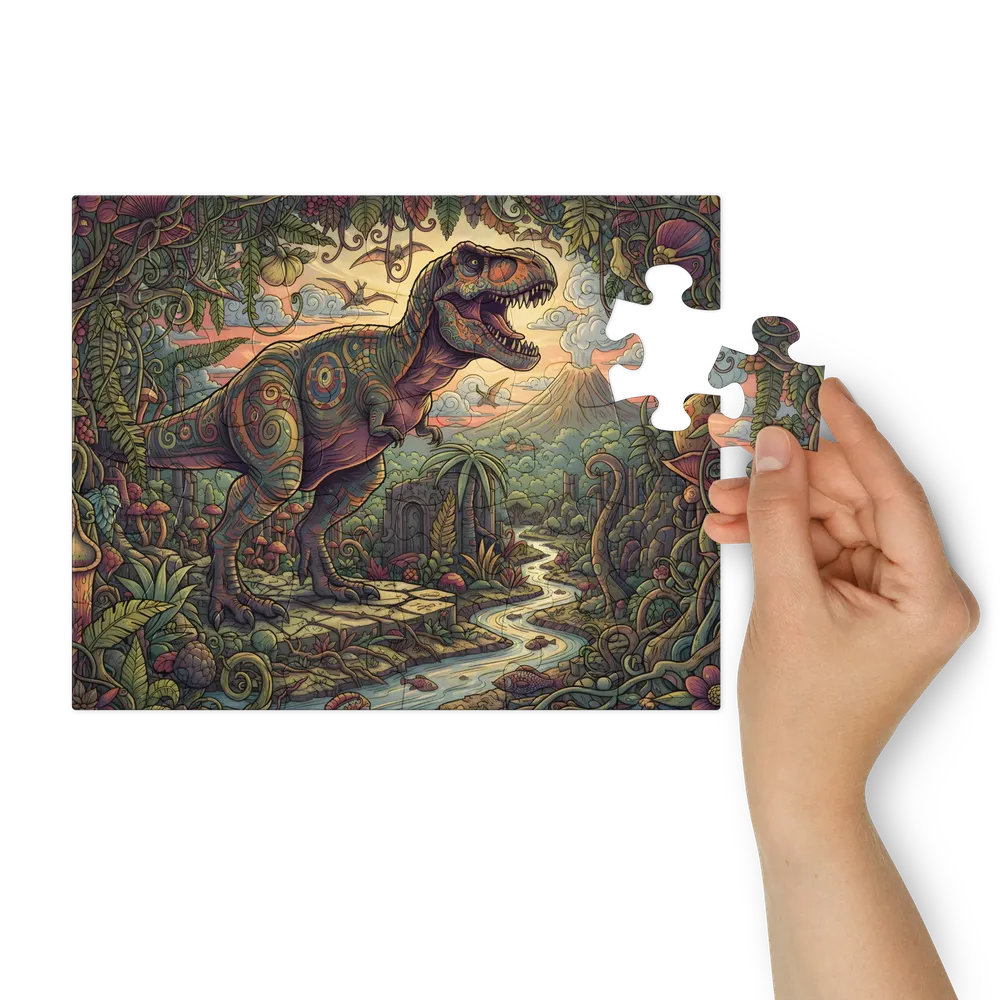 Vinebound Tyrannosaurus 
 Jigsaw Puzzle in Tin Box