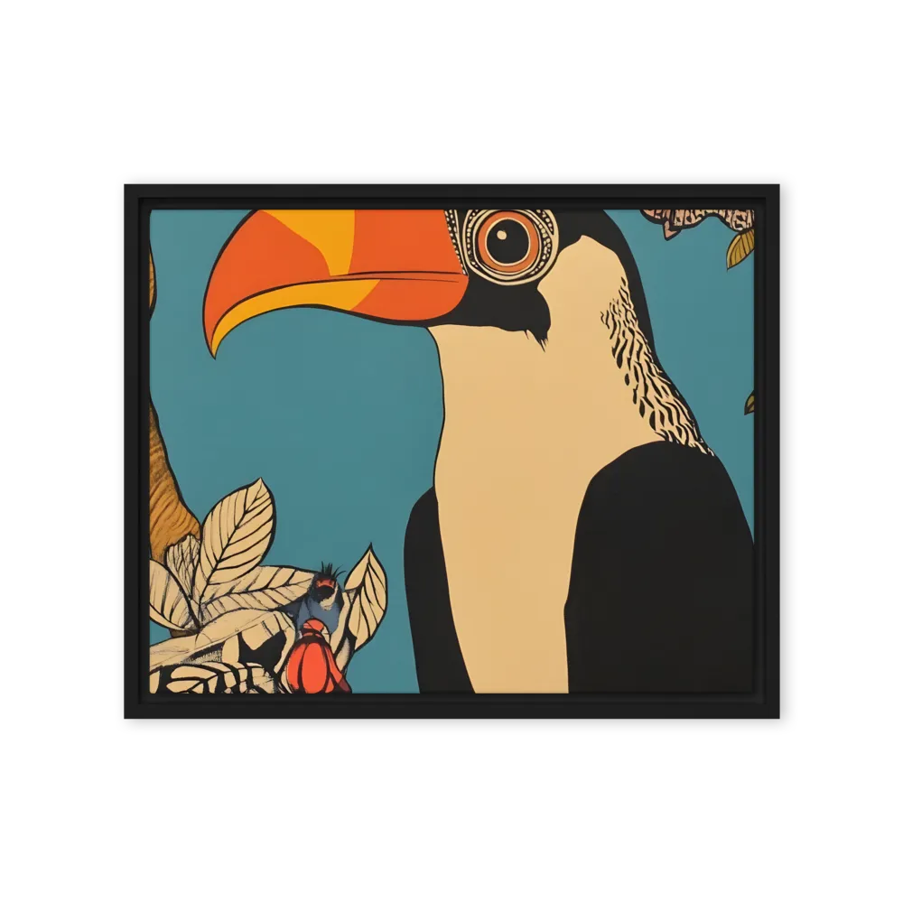 Tropical Majesty: The Toucan at Rest | Canvas with Black Frame | 16″×20″