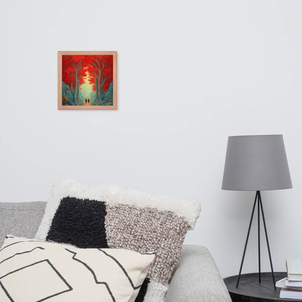 Crimson Grove 
 Poster with Red oak Frame | 10″x 10″