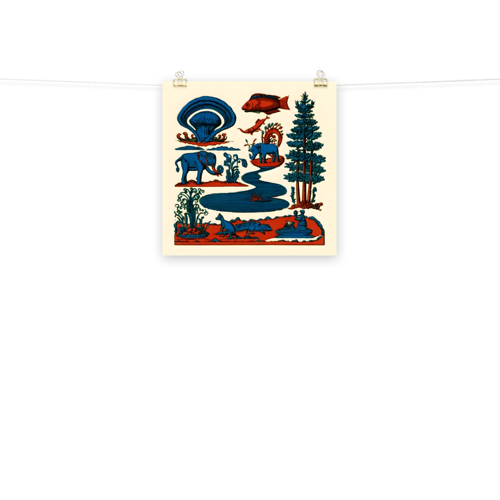 Pondside Elephants 
 Poster | 18″x 18″