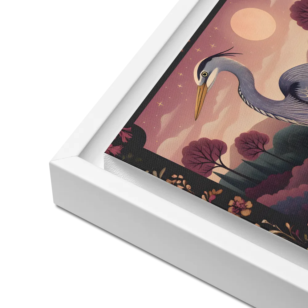 Moonlit Heron 
 Canvas with White Frame | 12″x 12″