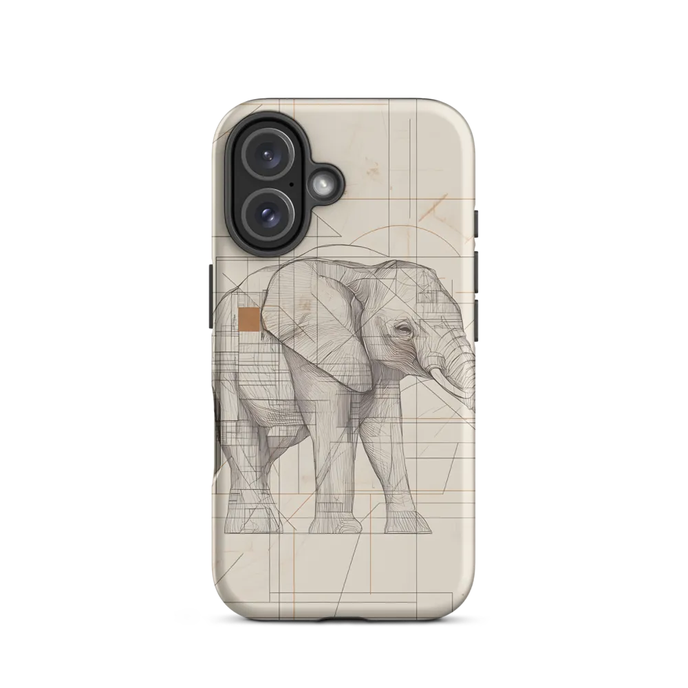 Geometric Elegance: The Steel Elephant | Phone Case |  16 | Tough Case | Matte