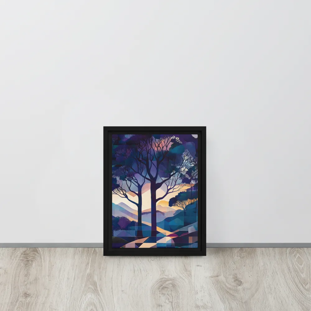 Tranquil Geometry: A Journey Through Color | Canvas with White Frame | 9″×12″